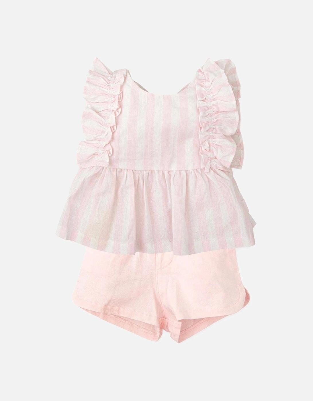 Girls Pale Pink Stripe Short Set