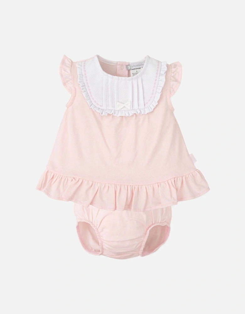 Girls Pale Pink Cotton Jersey Dress Set