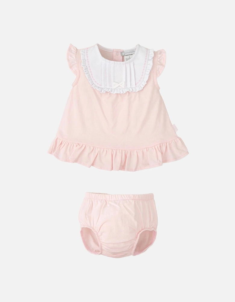 Girls Pale Pink Cotton Jersey Dress Set