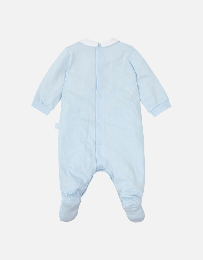 Boys Pale Blue Cotton Jersey Babygrow