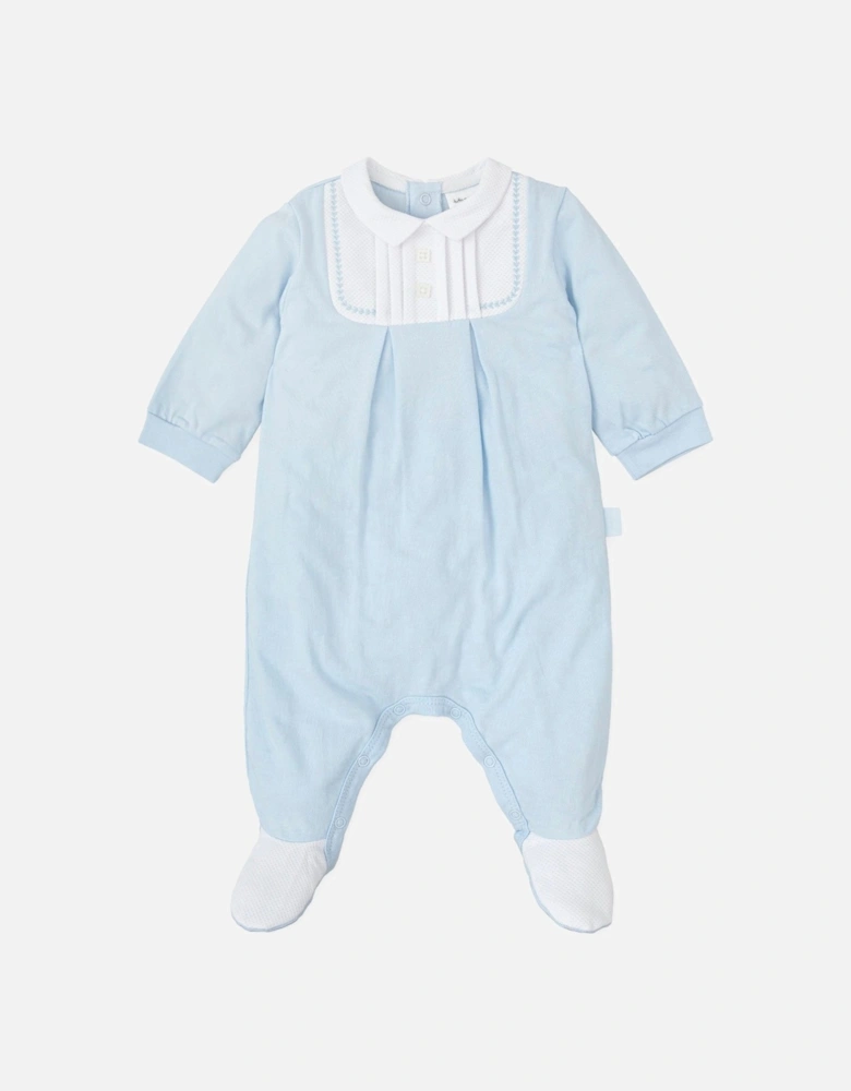 Boys Pale Blue Cotton Jersey Babygrow