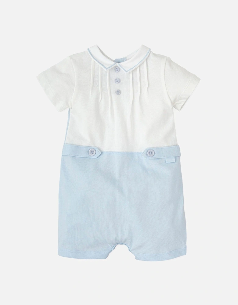 Boys Pale Blue Cotton Jersey Romper