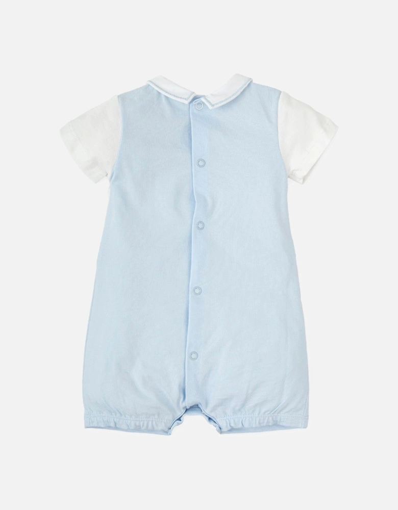 Boys Pale Blue Cotton Jersey Romper