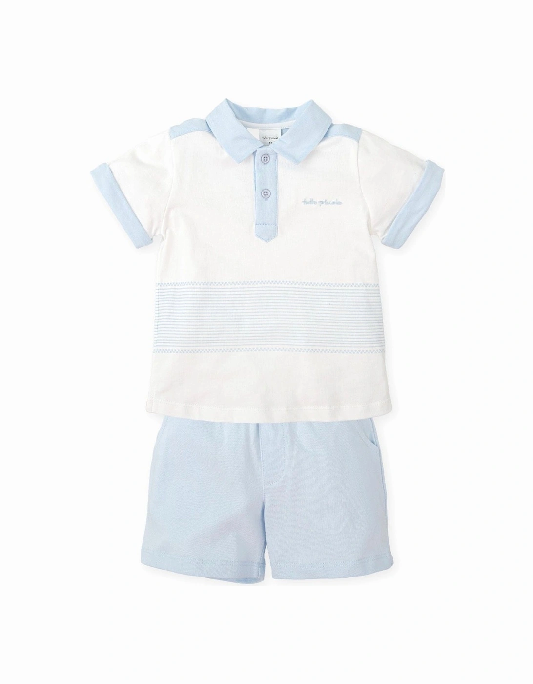 Boys Pale Blue Cotton Jersey Short Set, 4 of 3