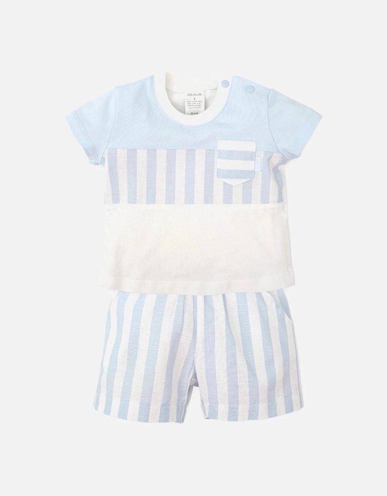 Boys Pale Blue Stripe Short Set