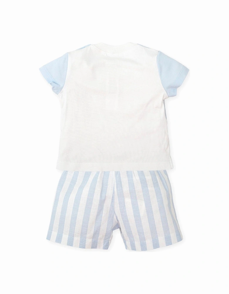 Boys Pale Blue Stripe Short Set