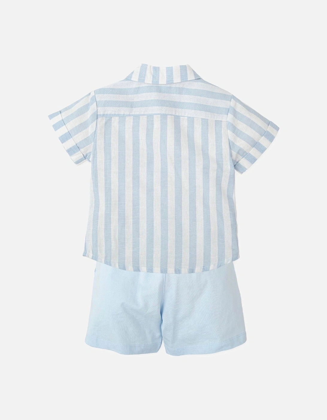 Boys Pale Blue Stripe Polo Short Set