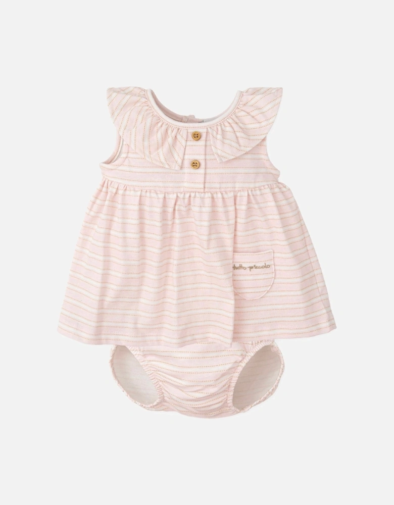 Girls Pale Pink and Beige Dress Set