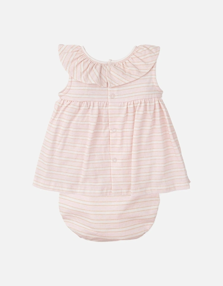 Girls Pale Pink and Beige Dress Set