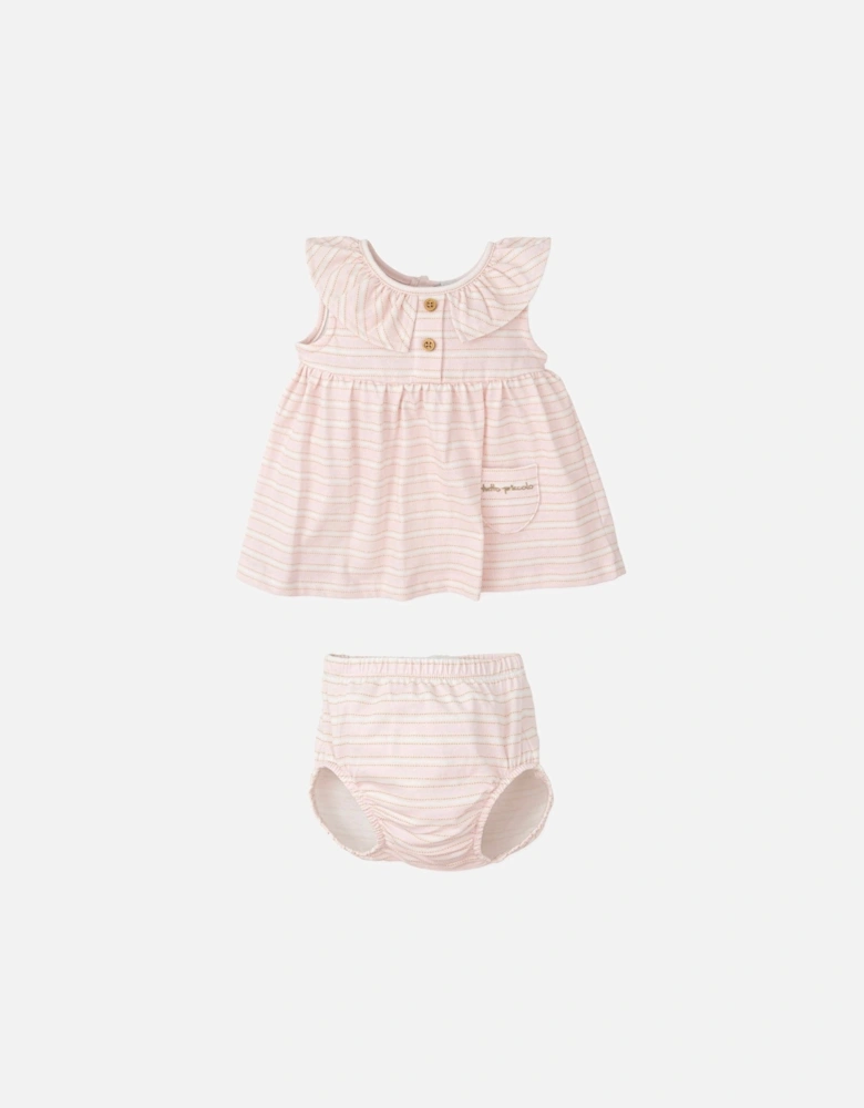 Girls Pale Pink and Beige Dress Set