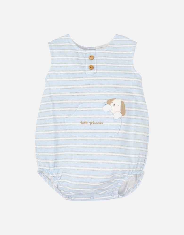 Boys Pale Blue and Beige Romper