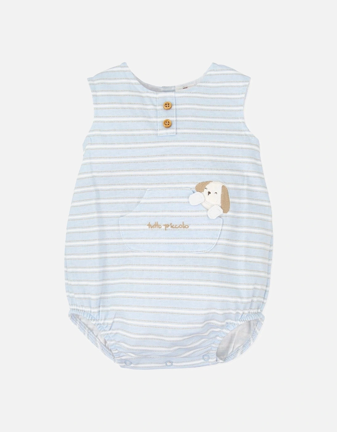 Boys Pale Blue and Beige Romper, 4 of 3