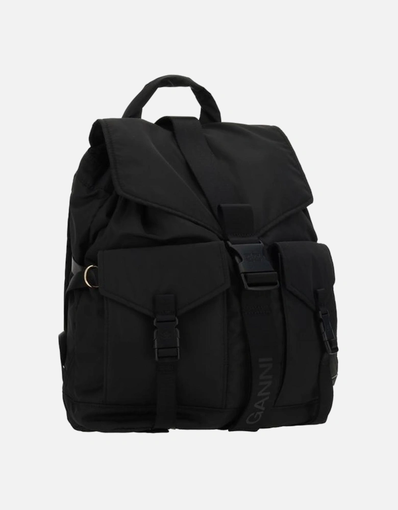 Tech Backpack with Adjustable Straps and Clip Closures Women - Black