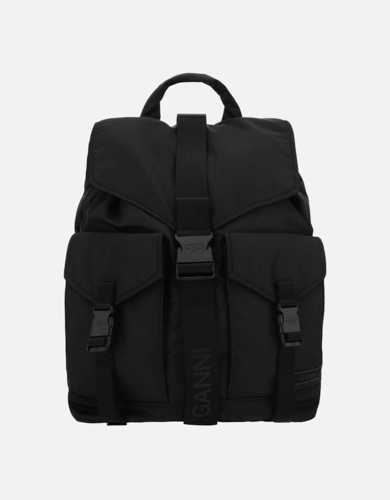 Tech Backpack with Adjustable Straps and Clip Closures Women - Black