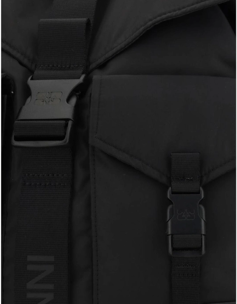 Tech Backpack with Adjustable Straps and Clip Closures Women - Black