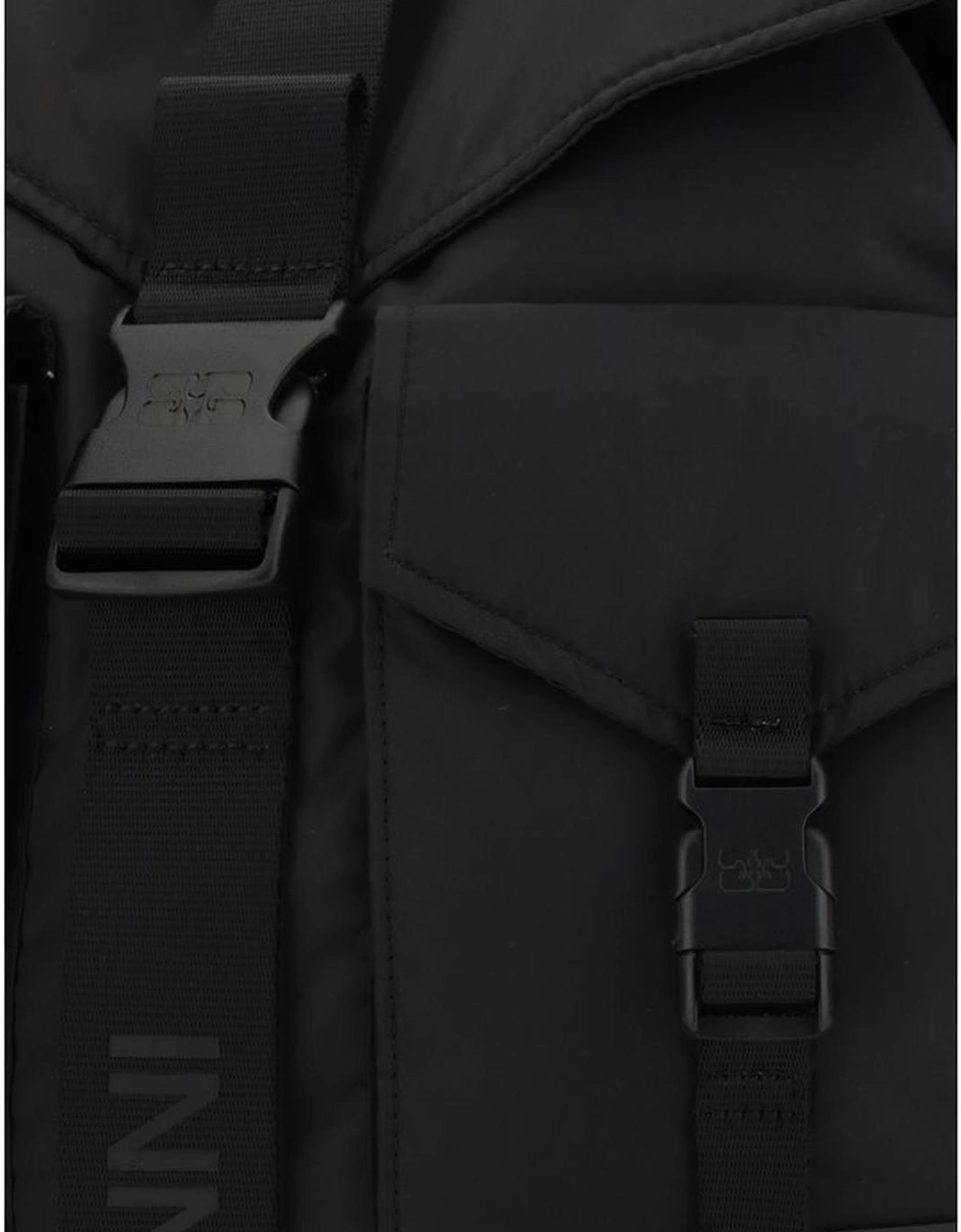 Tech Backpack with Adjustable Straps and Clip Closures Women - Black