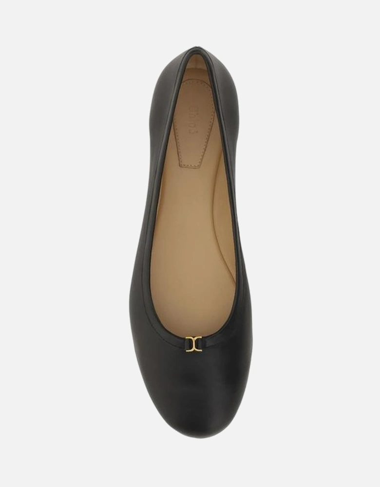 Calfskin Marcie Ballerinas with Gold Detail Women - Black Flats