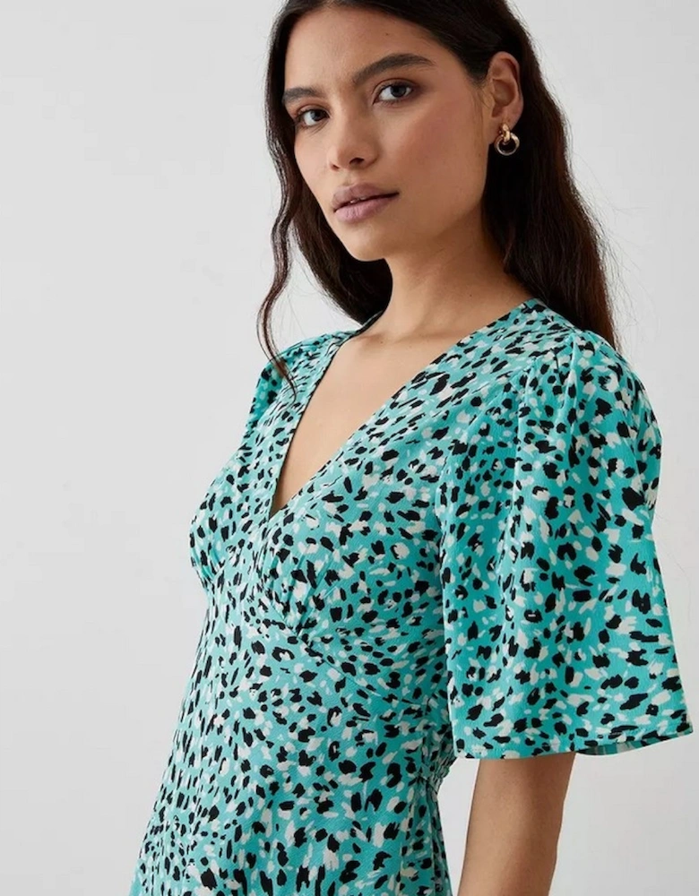 Womens/Ladies Animal Print Flutter Mini Dress