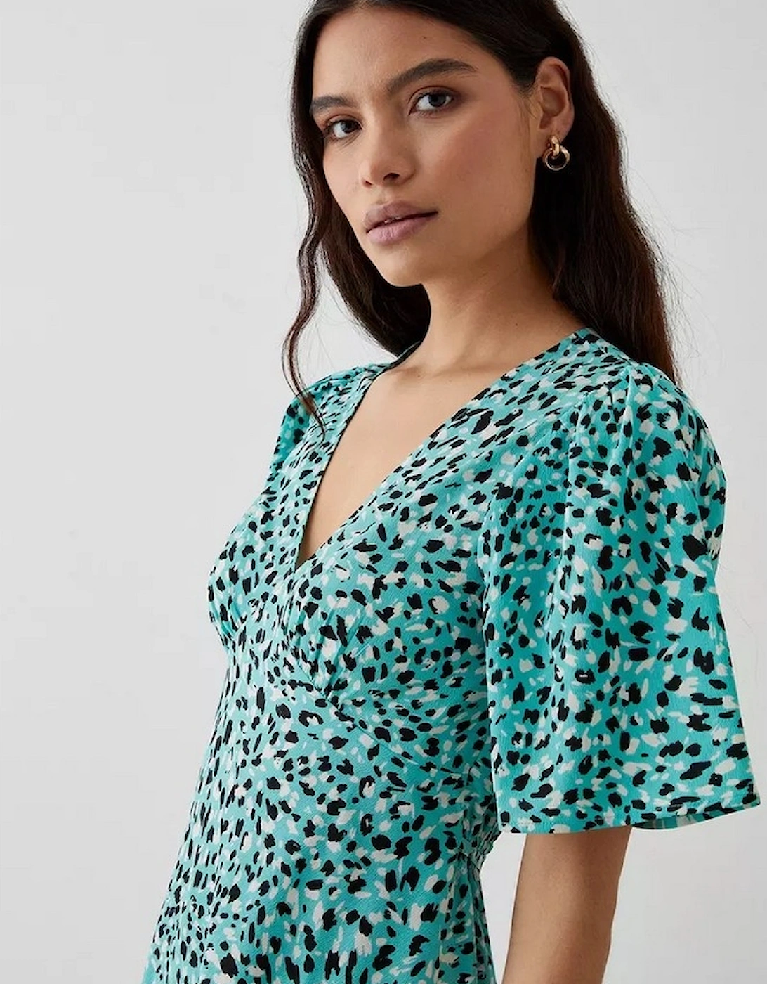 Womens/Ladies Animal Print Flutter Mini Dress