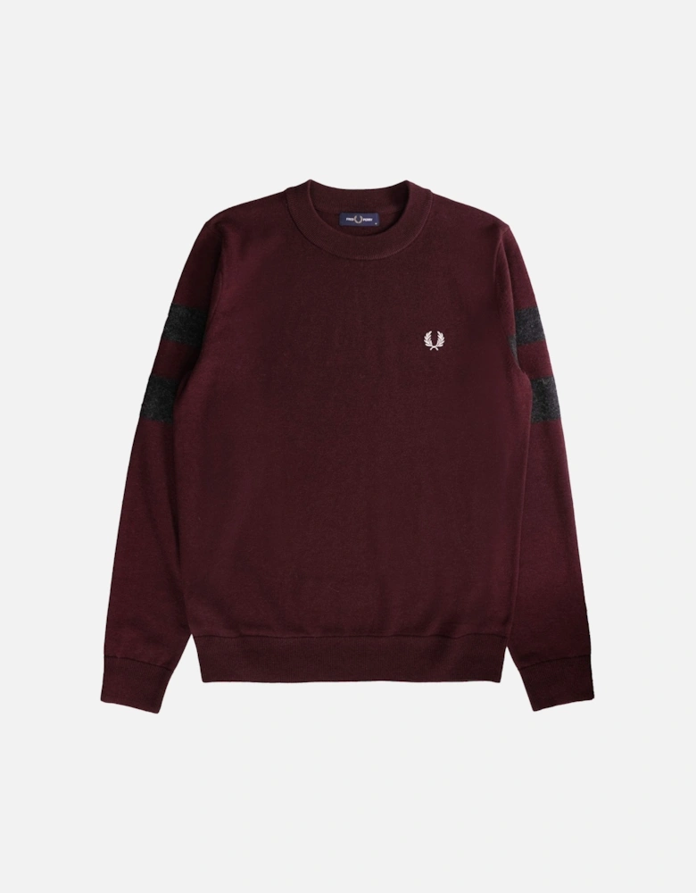 Tipped Sleeve Oxblood Red Crewneck Jumper