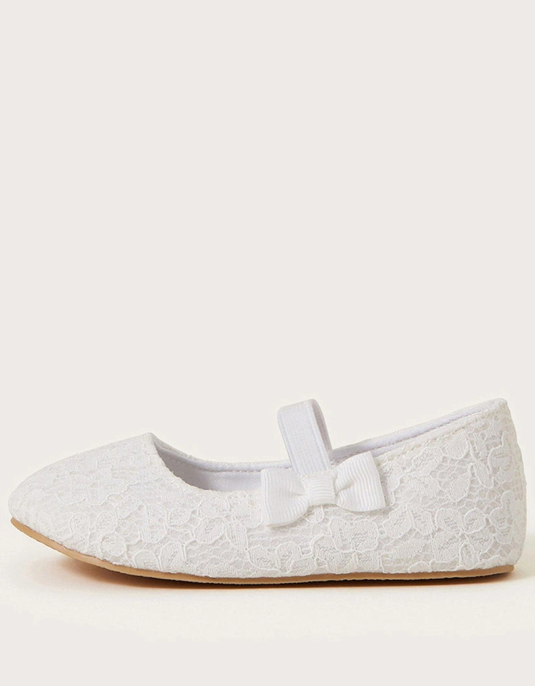 Baby Girls Lace Bow Walker Shoes - Ivory