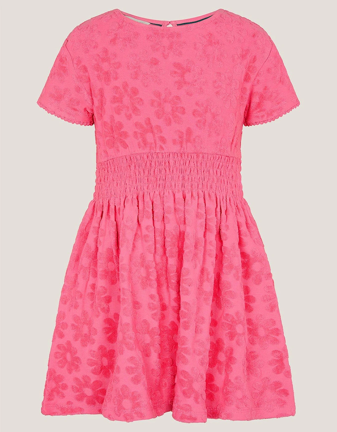 Girls Flower Print Towelling Dress - Pink, 2 of 1