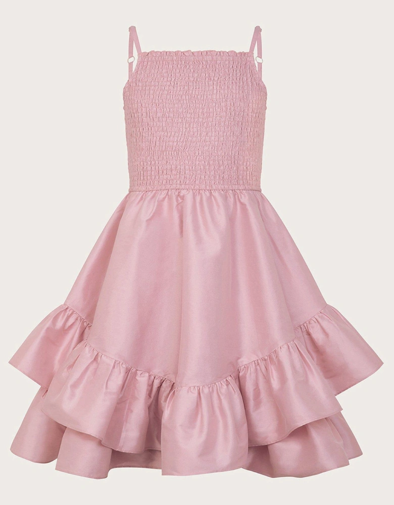 Girls Clariska Smocked Taffeta Prom Dress - Pink