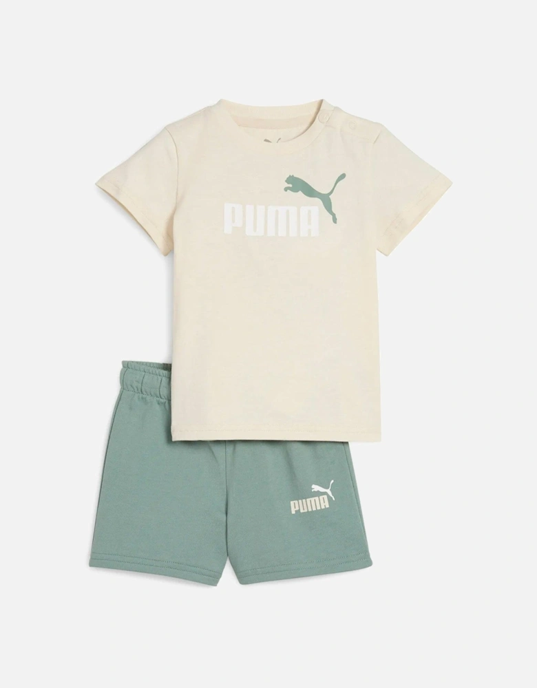 Toddler Unisex T-Shirt and Short Set - Beige/Green