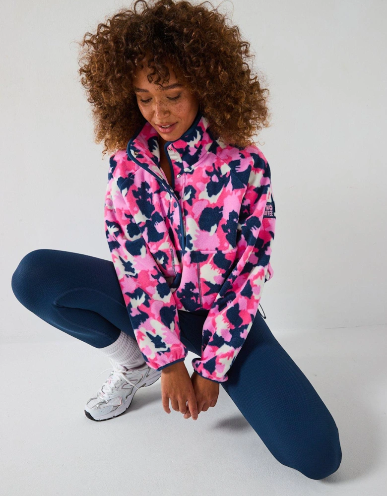 Womens Training Snap Polar Fleece - Pop Print