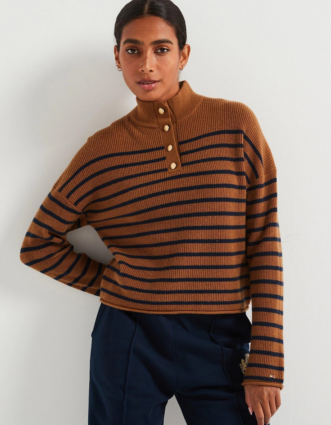 Long Sleeve Striped Knitted Jumper - Brown, 2 of 1