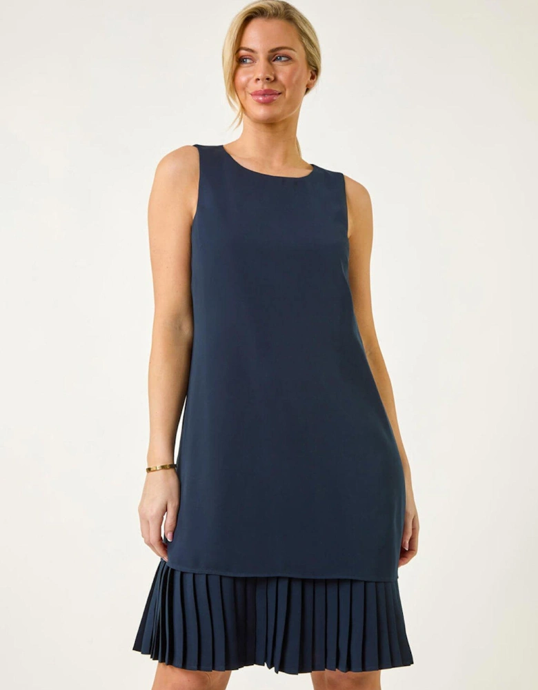 Petite Pleated Hem Shift Dress - Navy