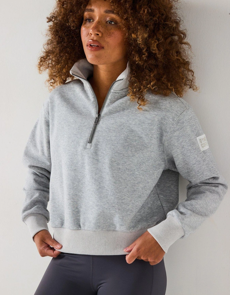 Womens Training Ribbed Quarter Zip - Grey