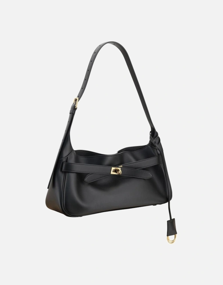 Contemporary Elegant Leather Shoulder Bag Women - Black