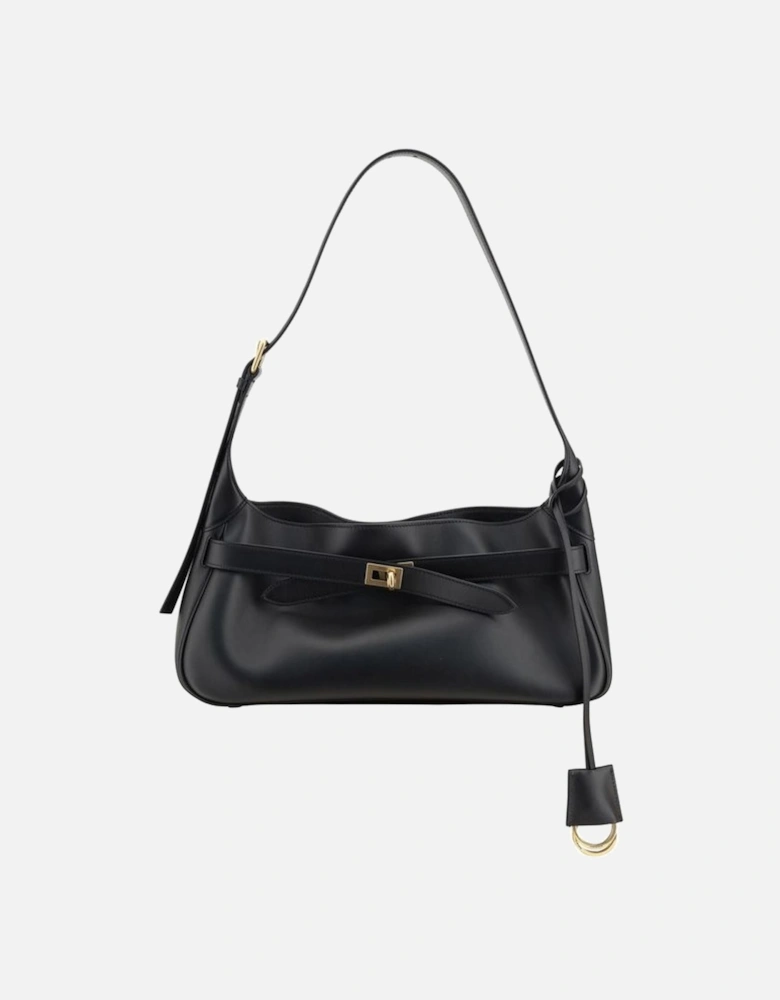 Contemporary Elegant Leather Shoulder Bag Women - Black