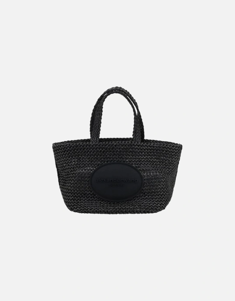 Punch Small Raffia Handbag with Ribbon Closure Women - Black