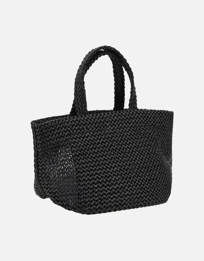 Punch Small Raffia Handbag with Ribbon Closure Women - Black