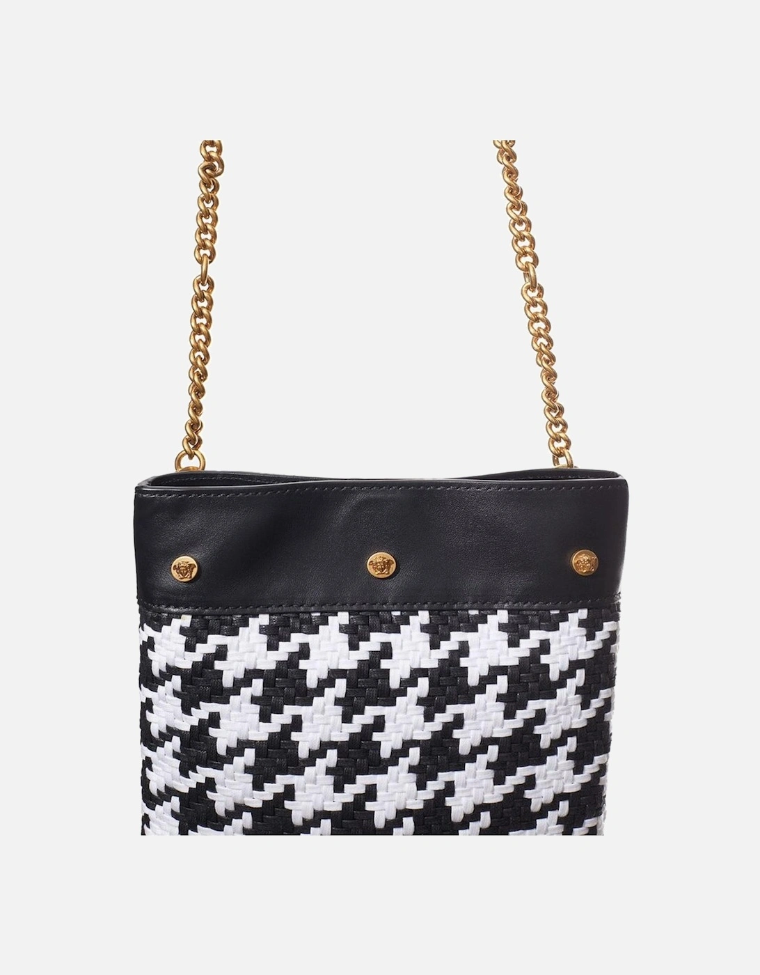 Luxurious Leather and Cotton Handbag Women - Black And White