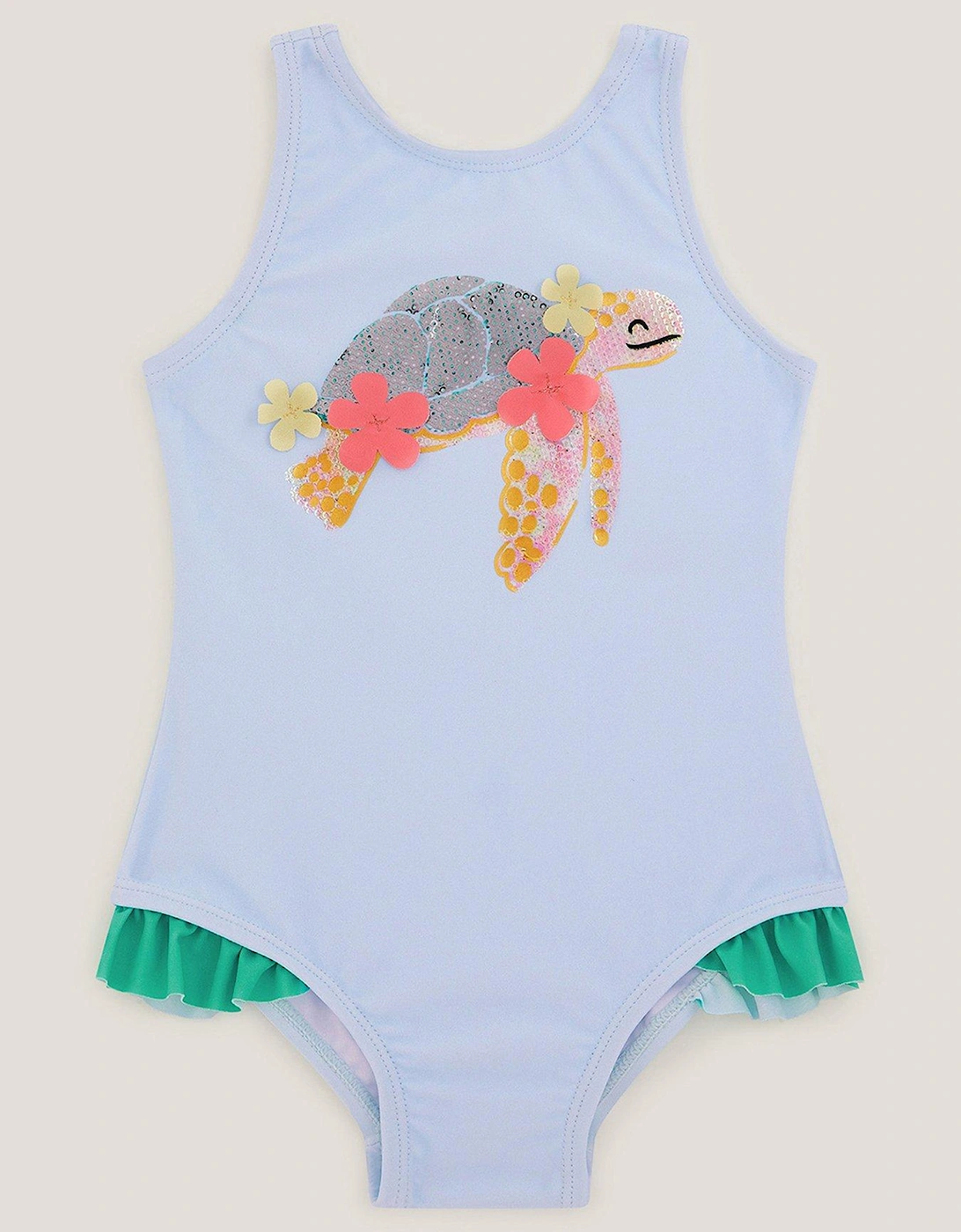 Baby Girls Turtle Applique Swimsuit - Blue, 2 of 1