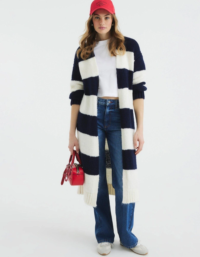 Stripe Maxi Cardigan - Blue