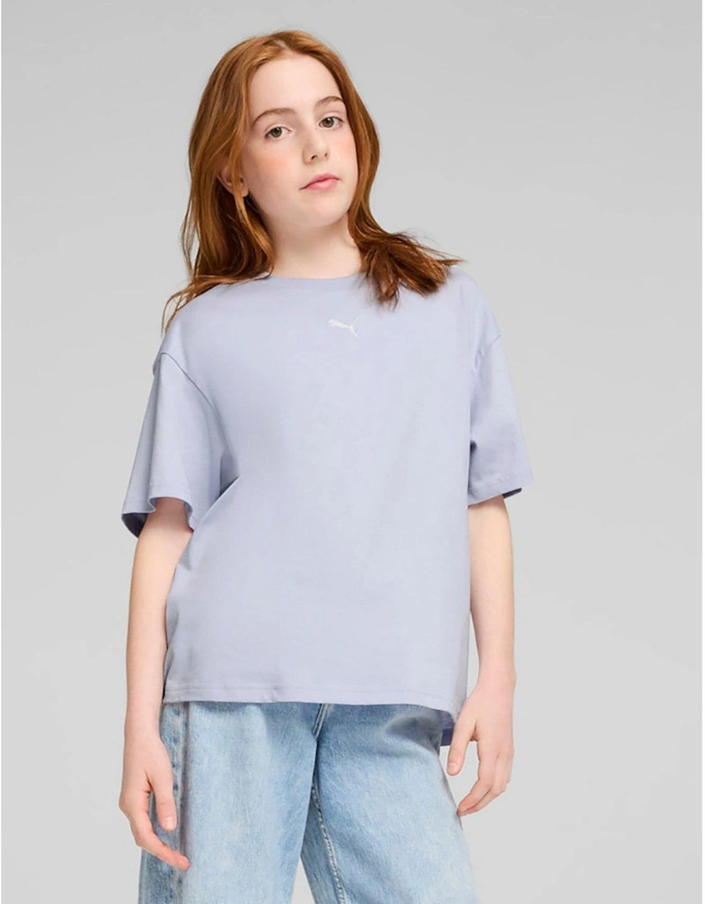 Junior Girls Boxy Tee - Light Blue