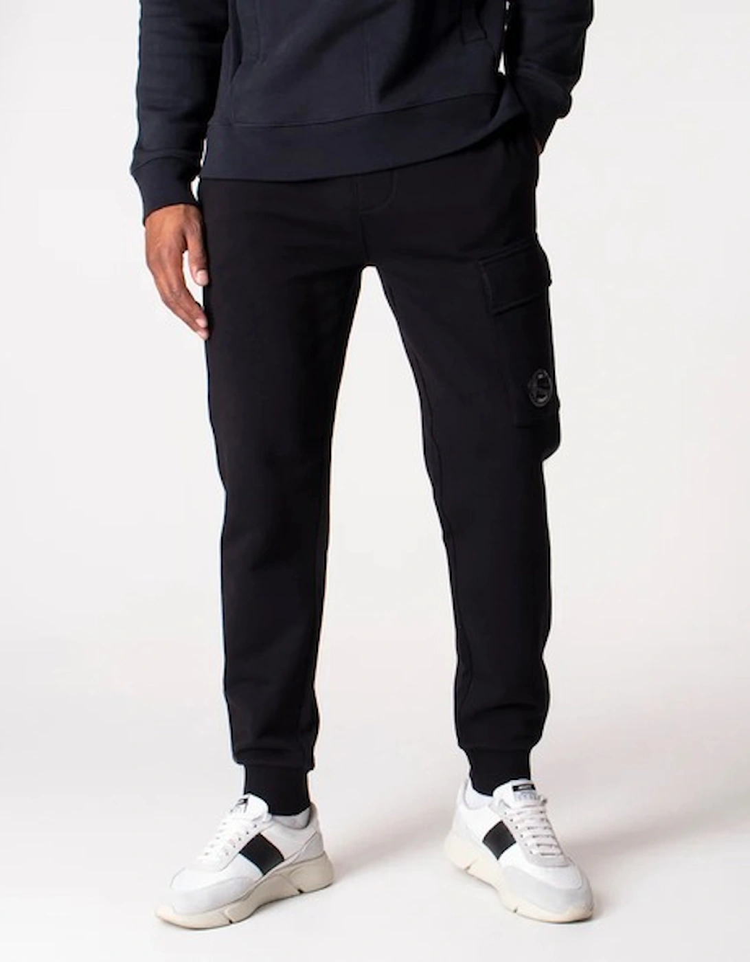Cp Company Men's Black Lens Pocket Fleece Sweat Jogger - Size: Regular/40