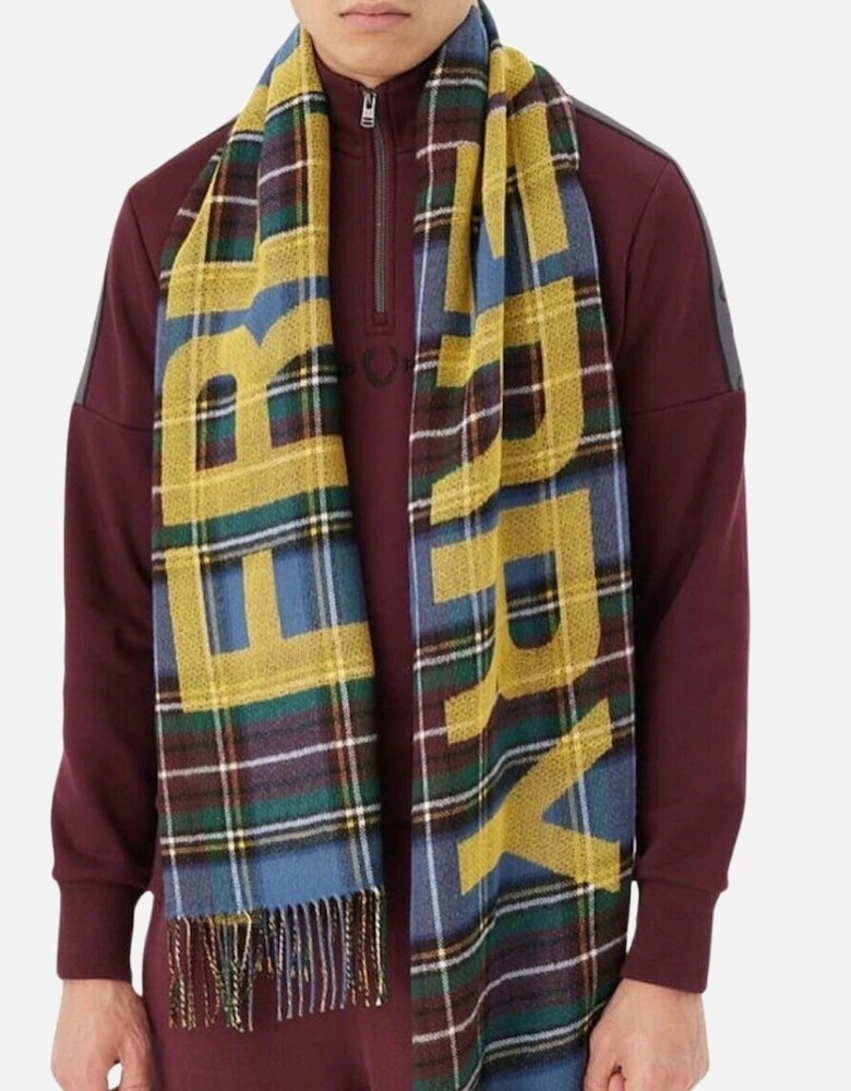 Oversized Branded Tartan Navy Blue Scarf