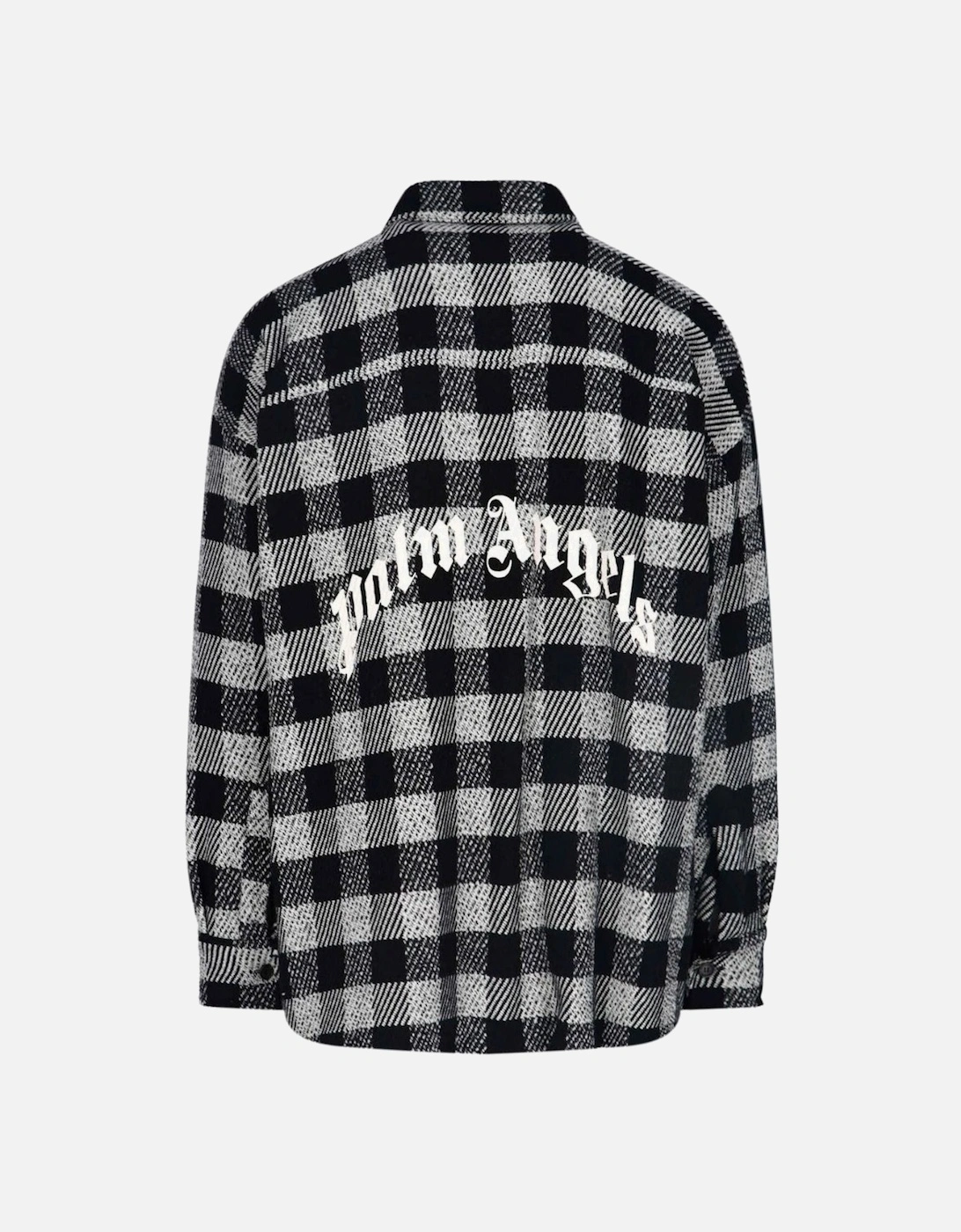 Curved Logo Black Flannel Overshirt Jacket