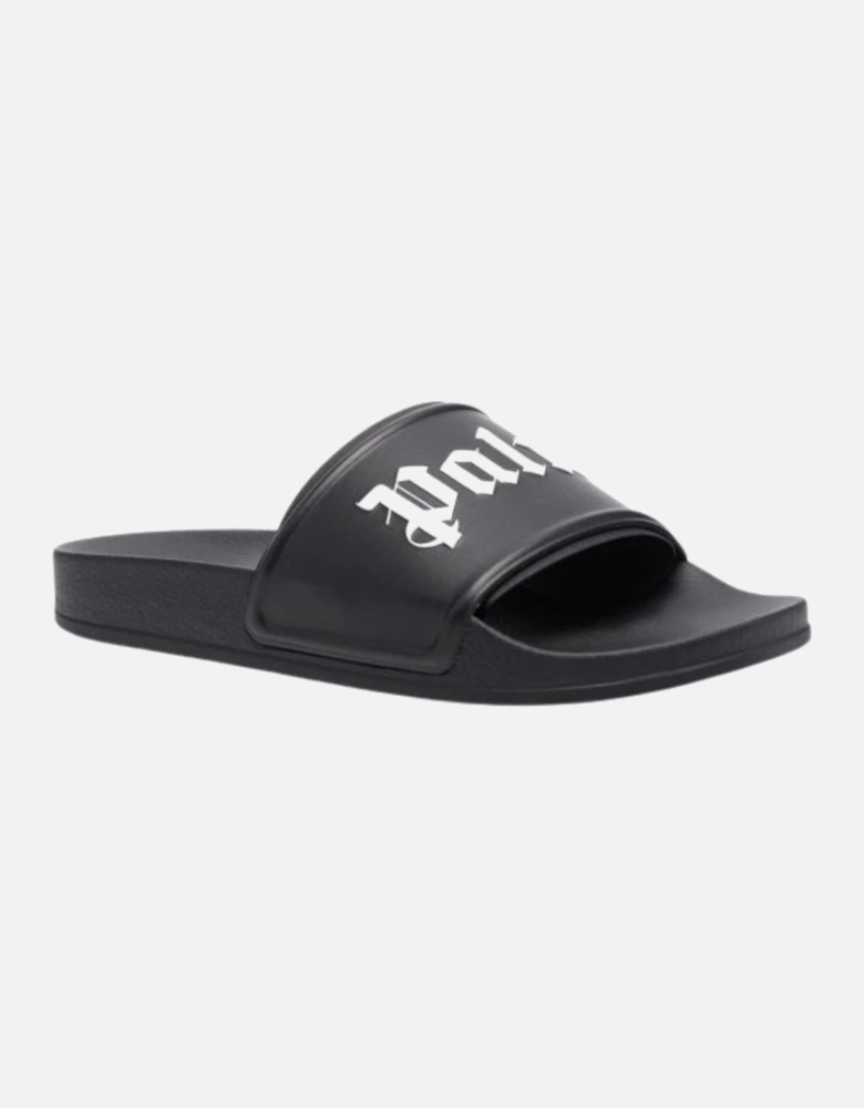 Gothic Print Black Pool Slides