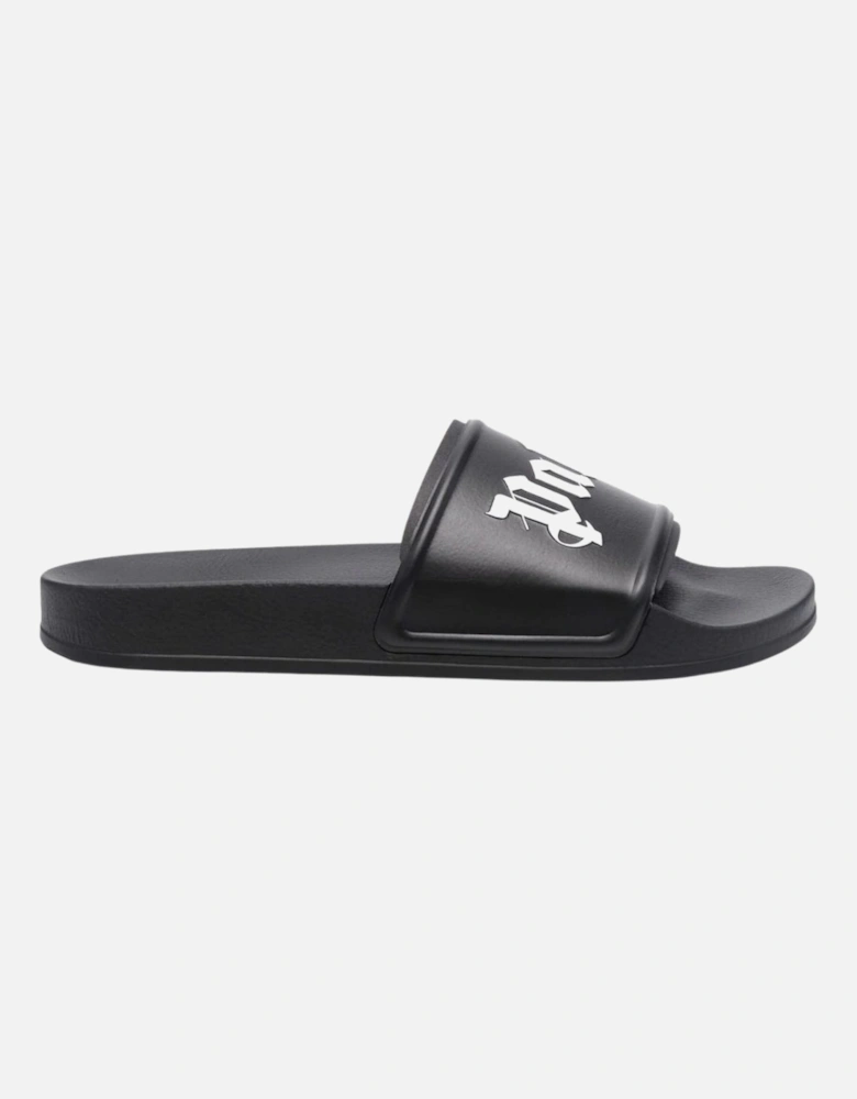 Gothic Print Black Pool Slides