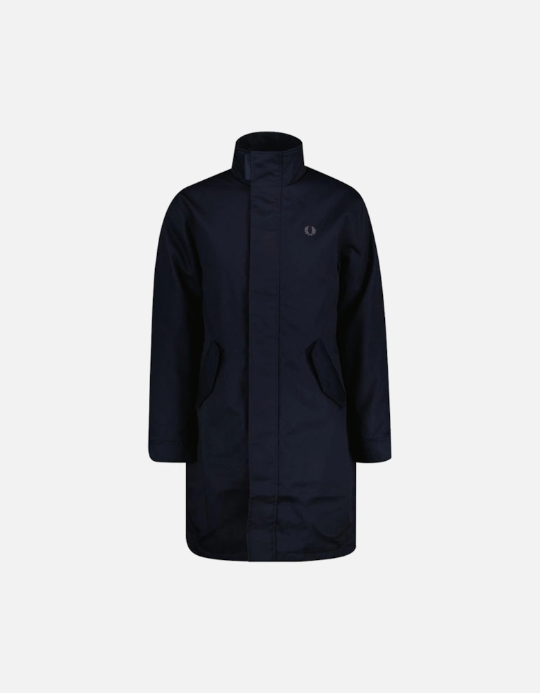 Funnel Neck Navy Blue Parka Jacket