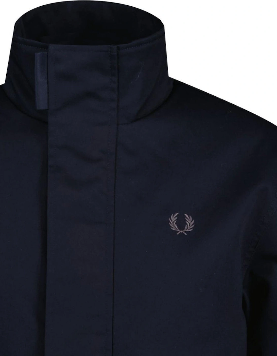 Funnel Neck Navy Blue Parka Jacket