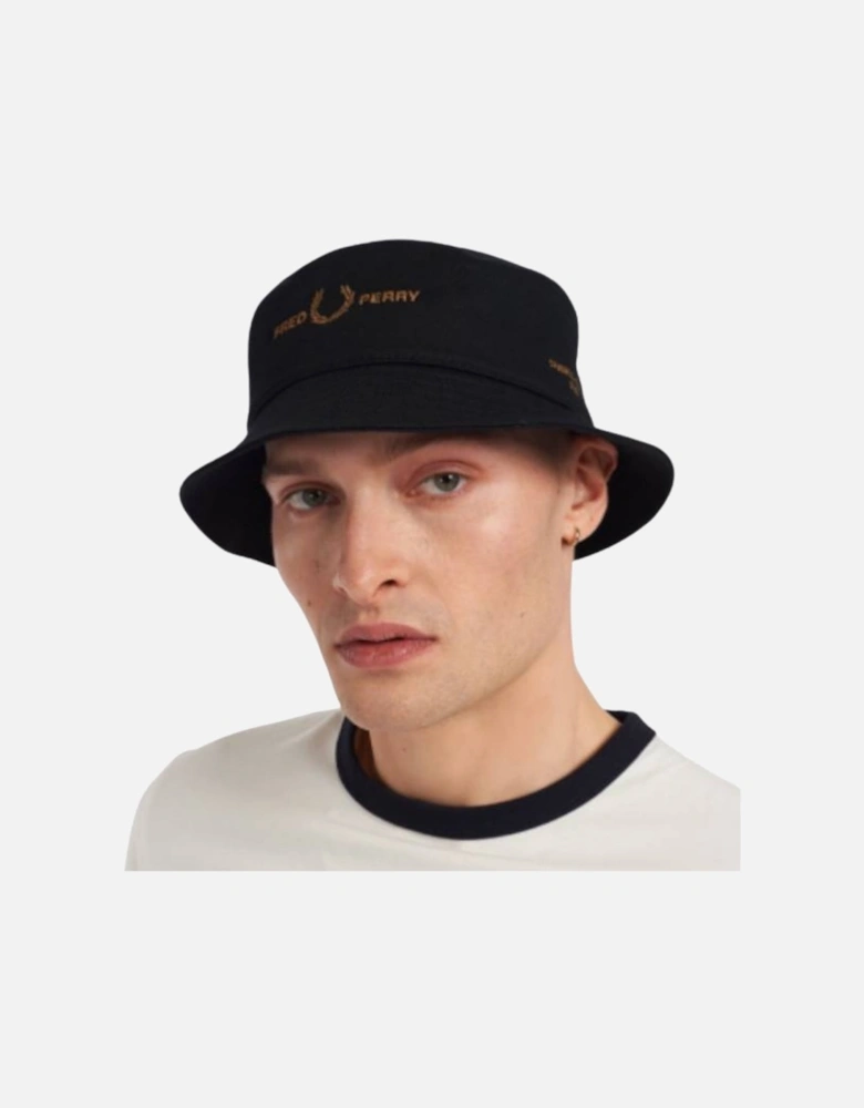 Multiple Logos Black Bucket Hat