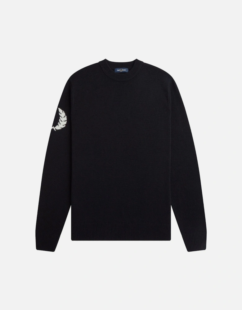 Laurel Wreath Sleeve Logo Black Jumper