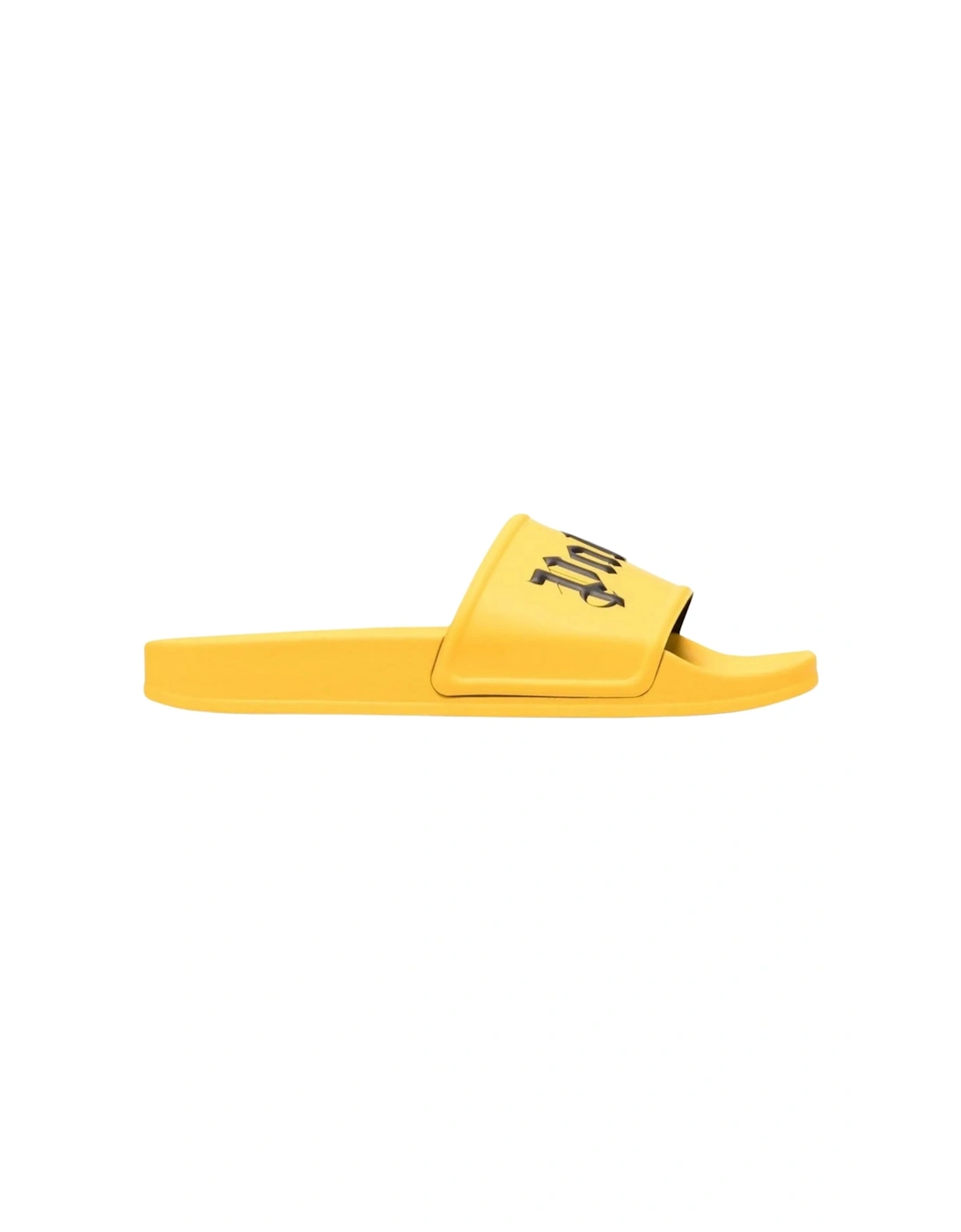 Men's Palm Angels Gothic Print Yellow Pool Slides - Size: 9